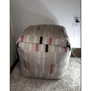 18"x18" Outdoor Patio Pouf Shortbread Stripe - Threshold